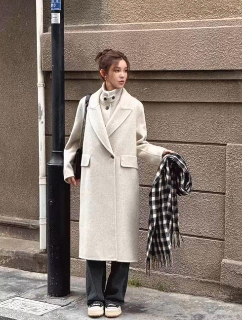 Winter Warm Long Coat With High Neck Vest